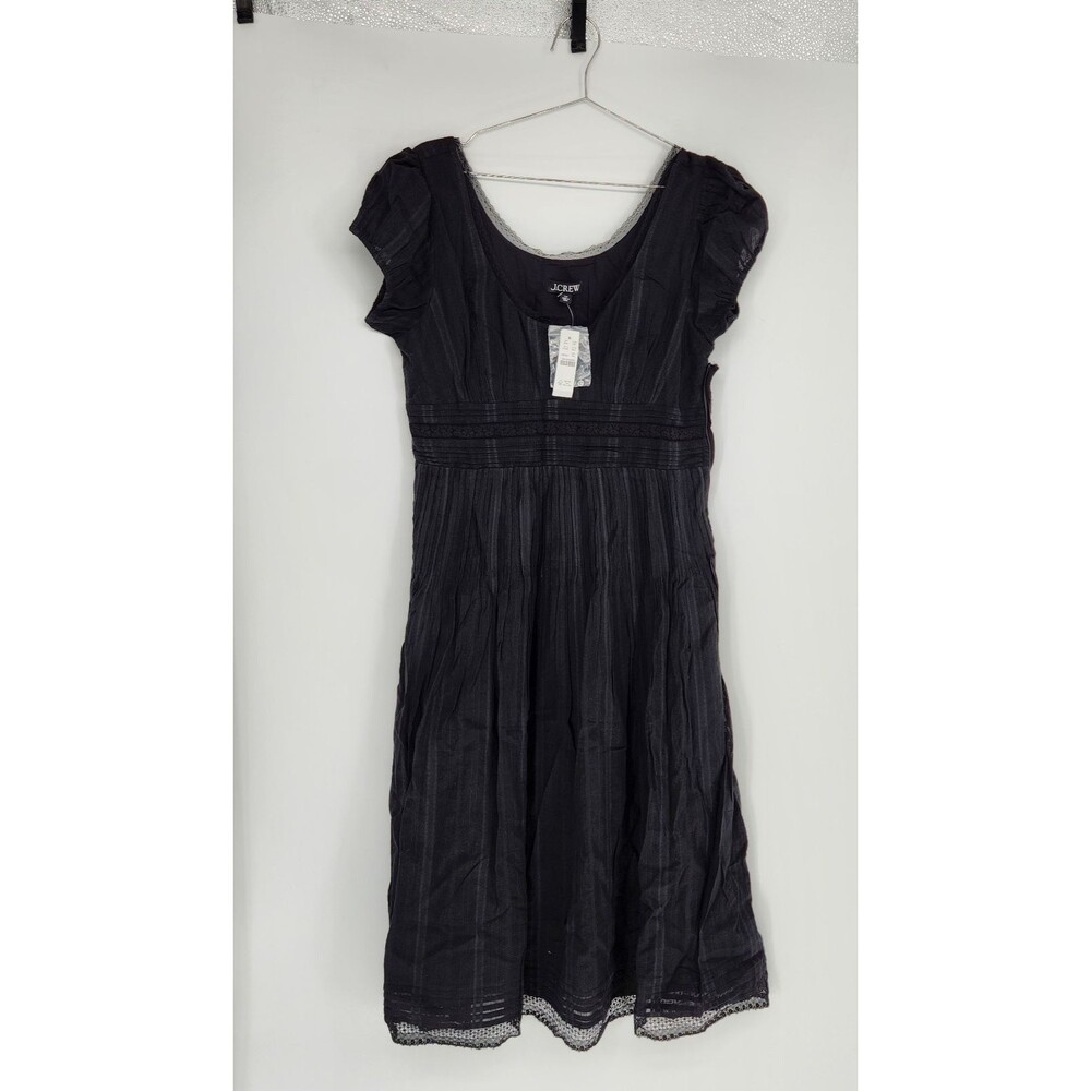 J.Crew 12P Petite 100% Cotton Lace Trim Cotton Dobby Pintuck Midi Dress NWT